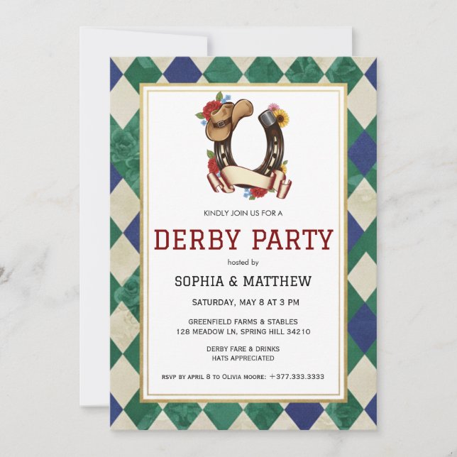 Invitación Derby Day Horse Racing Party Invitation (Anverso)