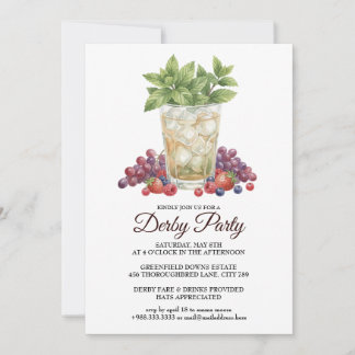 Invitación Derby Day Mint Julep Horse Race Party Invitation