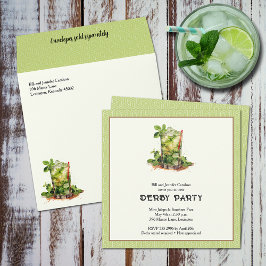 Invitación Derby de Julep de menta acuarela