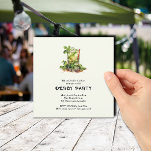 Invitación Derby de Julep de menta acuarela