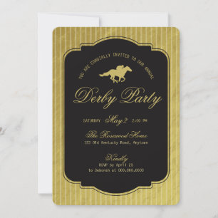 Invitación Derby Ecuestre de Carreras de Caballos Moderno Neg