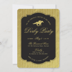 Invitación Derby Ecuestre de Carreras de Caballos Moderno Neg