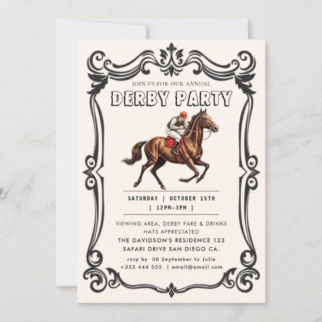 Invitación Derby Fiesta Equestrian (Anverso)