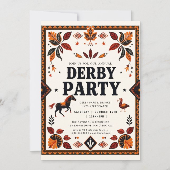 Invitación Derby Fiesta Equestrian (Anverso)