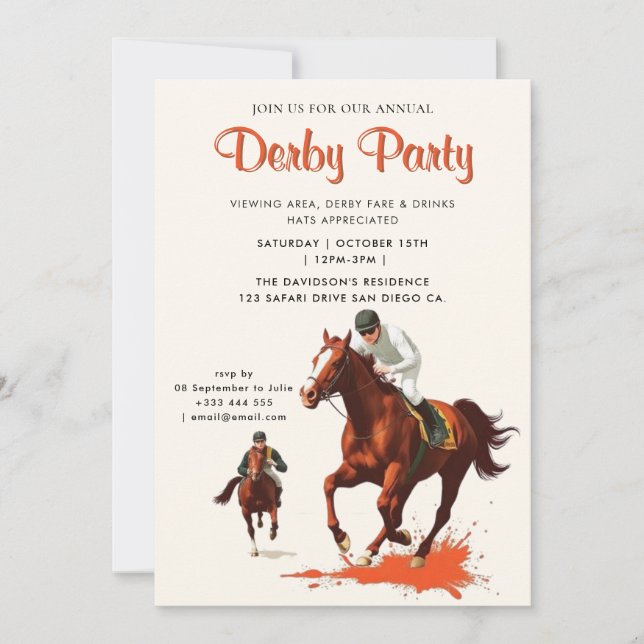 Invitación Derby Fiesta Equestrian (Anverso)