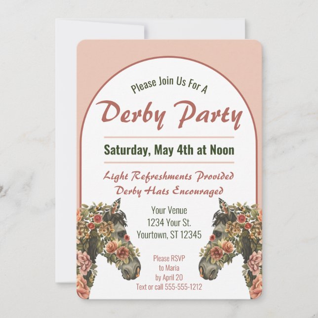 Invitación Derby Fiesta Floral Race Horse Arch (Anverso)