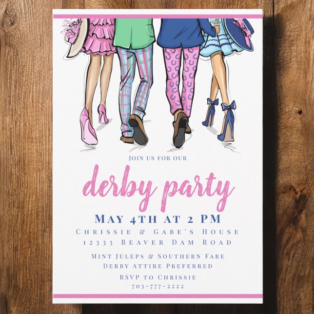 Invitación Derby Fiesta Parejas Elegantes Carreras de caballo (Subido por el creador)