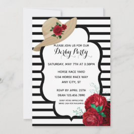 Invitación Derby Fiesta Roses Roses Rojas Stripes Racehorse I
