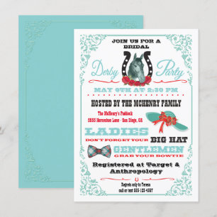 Invitación Derby Horse Carreras Bridal Shower Party invitació