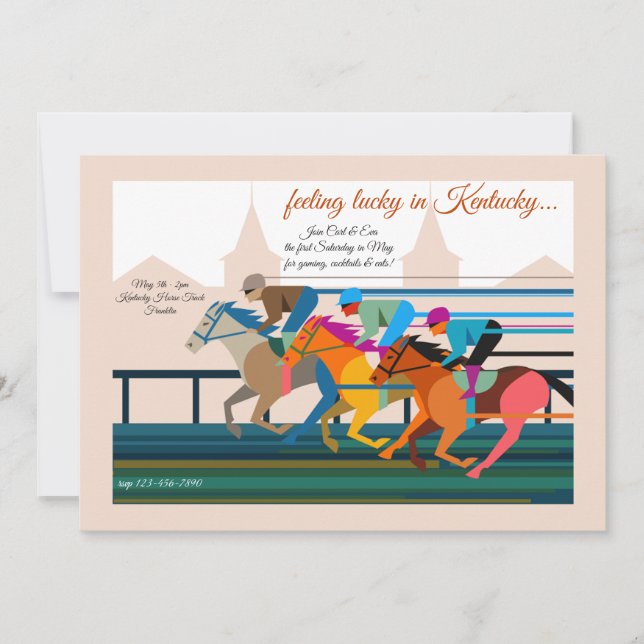 Invitación Derby Horse Carreras Fiesta (Anverso)