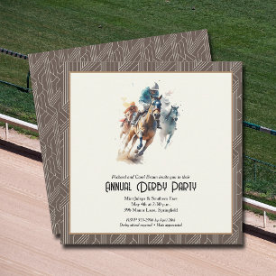 Invitación Derby Horses and Jockeys Brown Fiesta