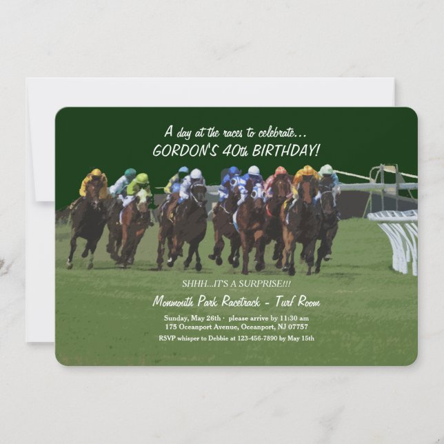 Invitación Derby Inspiration Birthday Horse Carreras Invitaci (Anverso)