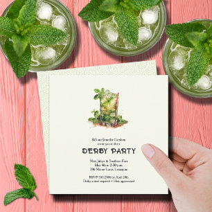 Invitación Derby Julep de menta acuarela