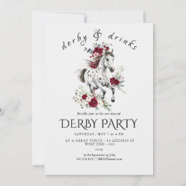 Invitación Derby Party Invitation – Floral Horse Head with Ro