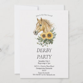Invitación  Derby Party Invitation – Horse Head Floral Sunflo