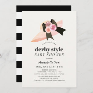 Invitación Derby Style Big Gorra Rosa Baby Shower