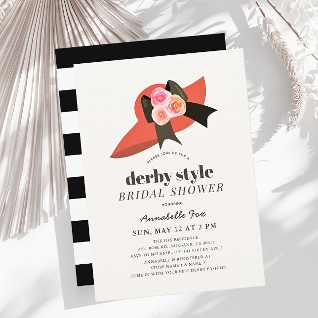 Invitación Derby Style Gran Gorra Rojo Rosa ducha de novia (Subido por el creador)