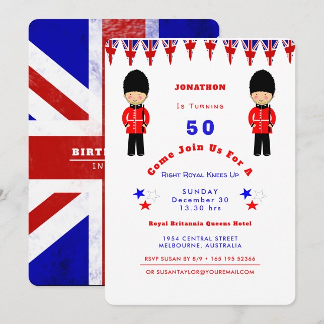 Invitación Derecha de las rodillas reales arriba Cumpleaños B (Anverso / Reverso)