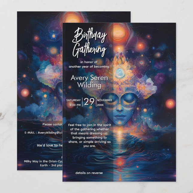 Invitación Deriva Celestial | Diseño Visionario (Anverso / Reverso)