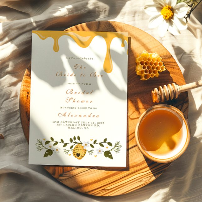 Invitación Derivación de miel de abeja floral ducha de novia (Subido por el creador)