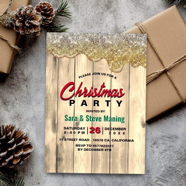 Invitación Derivados de oro de la fiesta de los Navidades del (Subido por el creador)