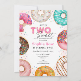 Invitación Derramado Donut Dos Dulces Fiestas de Cumpleaños p