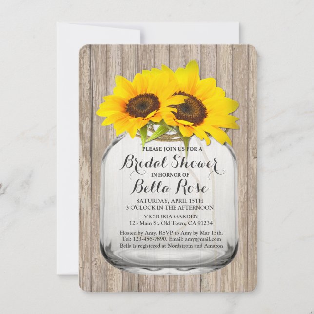 Invitación Derramamiento de la ducha de la novia de girasol d (Anverso)