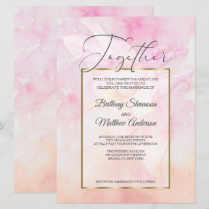 INVITACIÓN DERRAME DE COLUMBINA ROSA DE COLOR DE AGUA