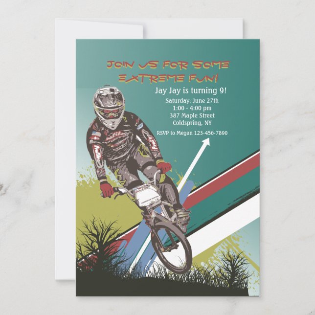 Invitación Desafiante de BMX (Anverso)