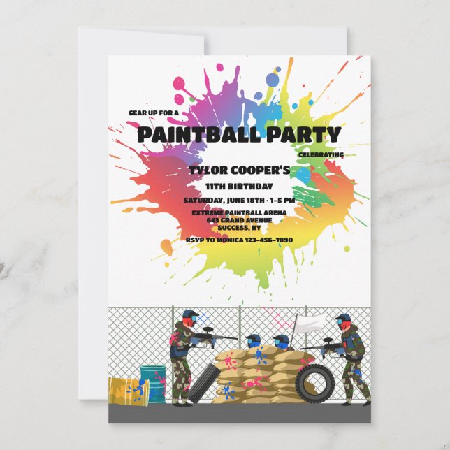 Invitación Desafío de Paintball (Anverso)