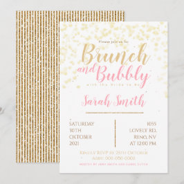 Invitación Desayuno-almuerzo y burbujas doradas burbuja