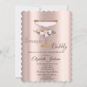 Invitación Desayuno-almuerzo y burbujas Floral en copa Fiesta