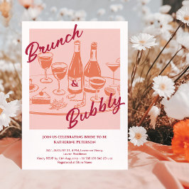 Invitación Desayuno-almuerzo y burbujas retro amarillo para d