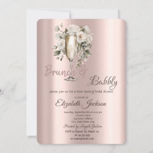 Invitación Desayuno-almuerzo y rosas blancas con burbujas Bri