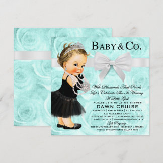 Invitación Desayuno Baby Shower con tema azul