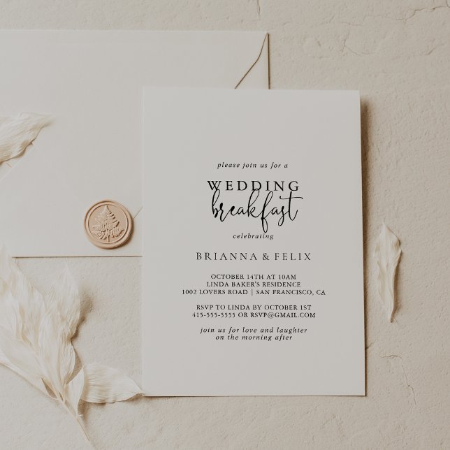 Invitación Desayuno Boda con guión elegante (Subido por el creador)