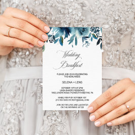 Invitación Desayuno Boda Floral Azul de la Marina Celeste