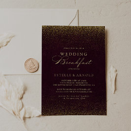 Invitación Desayuno Boda Purpurina Burgundy Gold