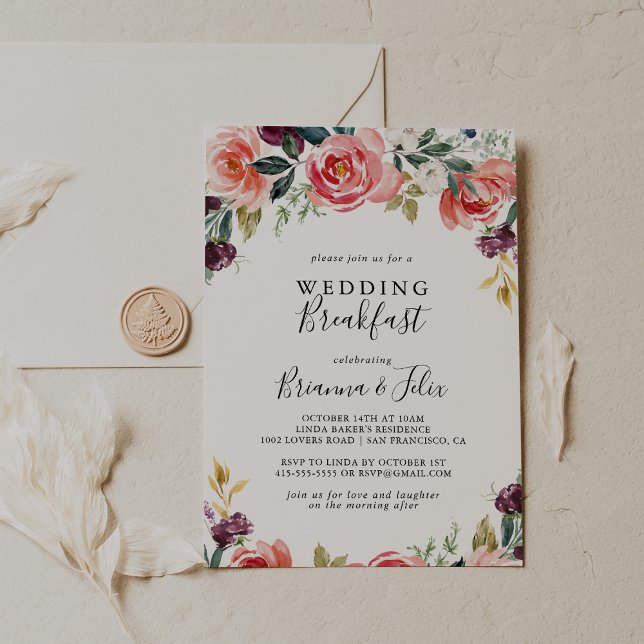 Invitación Desayuno Boda tropical de verano con flores (Subido por el creador)