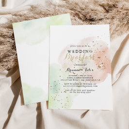 Invitación Desayuno Boda Watercolor Gold Confetti