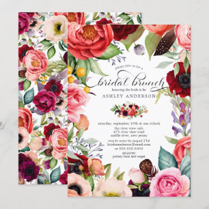 Invitación Desayuno Bridal Boho Acuarela Floral