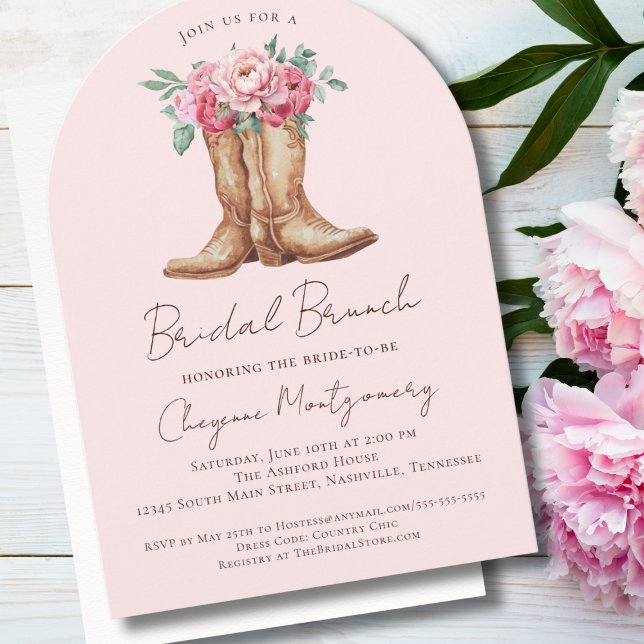 Invitación Desayuno Bridal Boho Occidental Flores Rosa Claro (Subido por el creador)