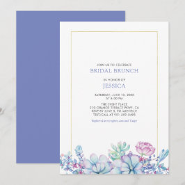 Invitación Desayuno Bridal con Suculentas Doradas y Tropicale