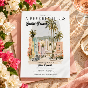 Invitación Desayuno Bridal de Acuarela de Beverly Hills