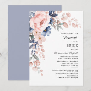 Invitación Desayuno Bridal de Acuarela Floral Rosa Personaliz