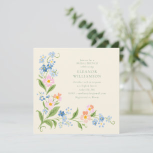 Invitación Desayuno Bridal Floral Acuarela Flor Silvestre Pas