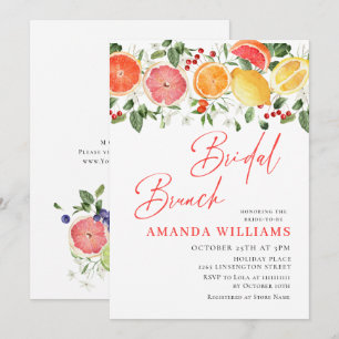Invitación Desayuno Bridal Floral Citrus Festivo Brillante