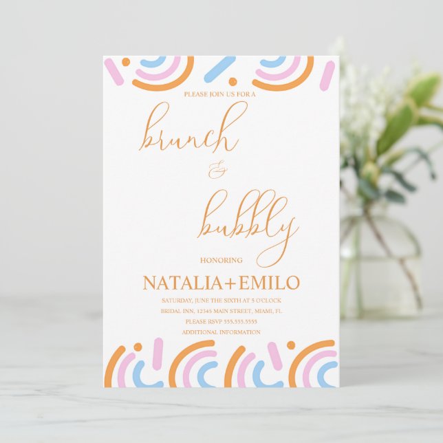Invitación Desayuno Bridal Shower de Dopamina (Anverso de pie)