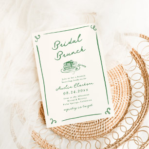 Invitación Desayuno Bridal Verde Dibujado a Mano Caprichoso