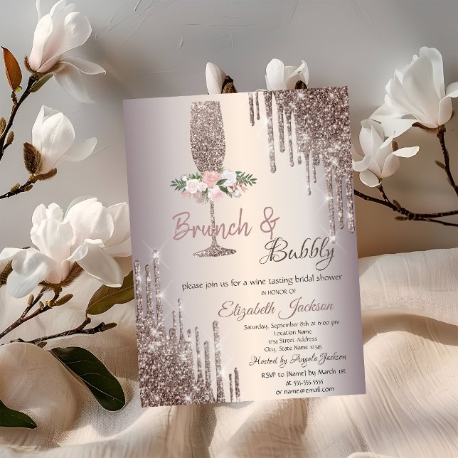 Invitación Desayuno Brunch & Bubbly Rose Gold para Despedida  (Subido por el creador)